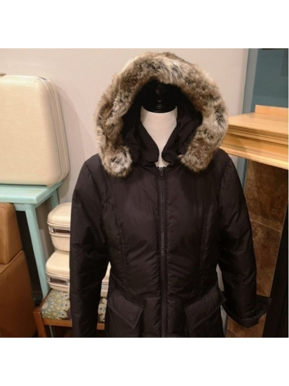 Maternity down trench coat, convertible black Size XL - Picture 16 of 16
